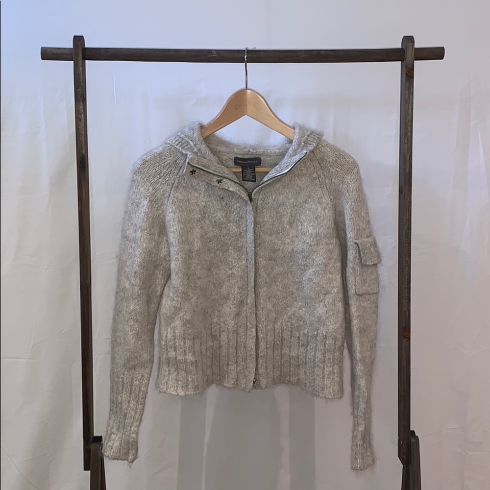 Banana Republic Full Zip Hoodie in Light Grey